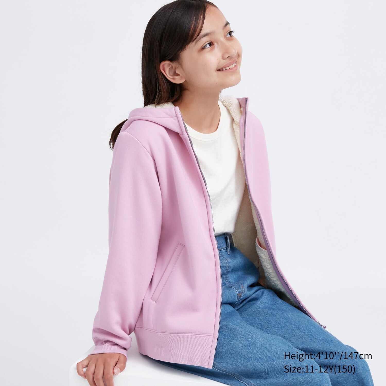 

Детская толстовка на молнии с подкладкой и ворсом Uniqlo, розовый