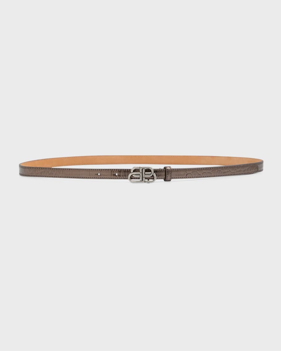 

BB Super Thin Belt Metallized с тиснением под крокодила Balenciaga