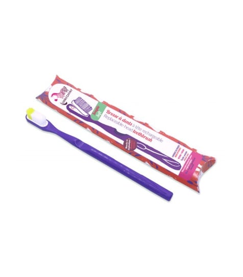цена Зубная щетка из биопластика, фиолетовый, мягкая щетина, Lamazuna