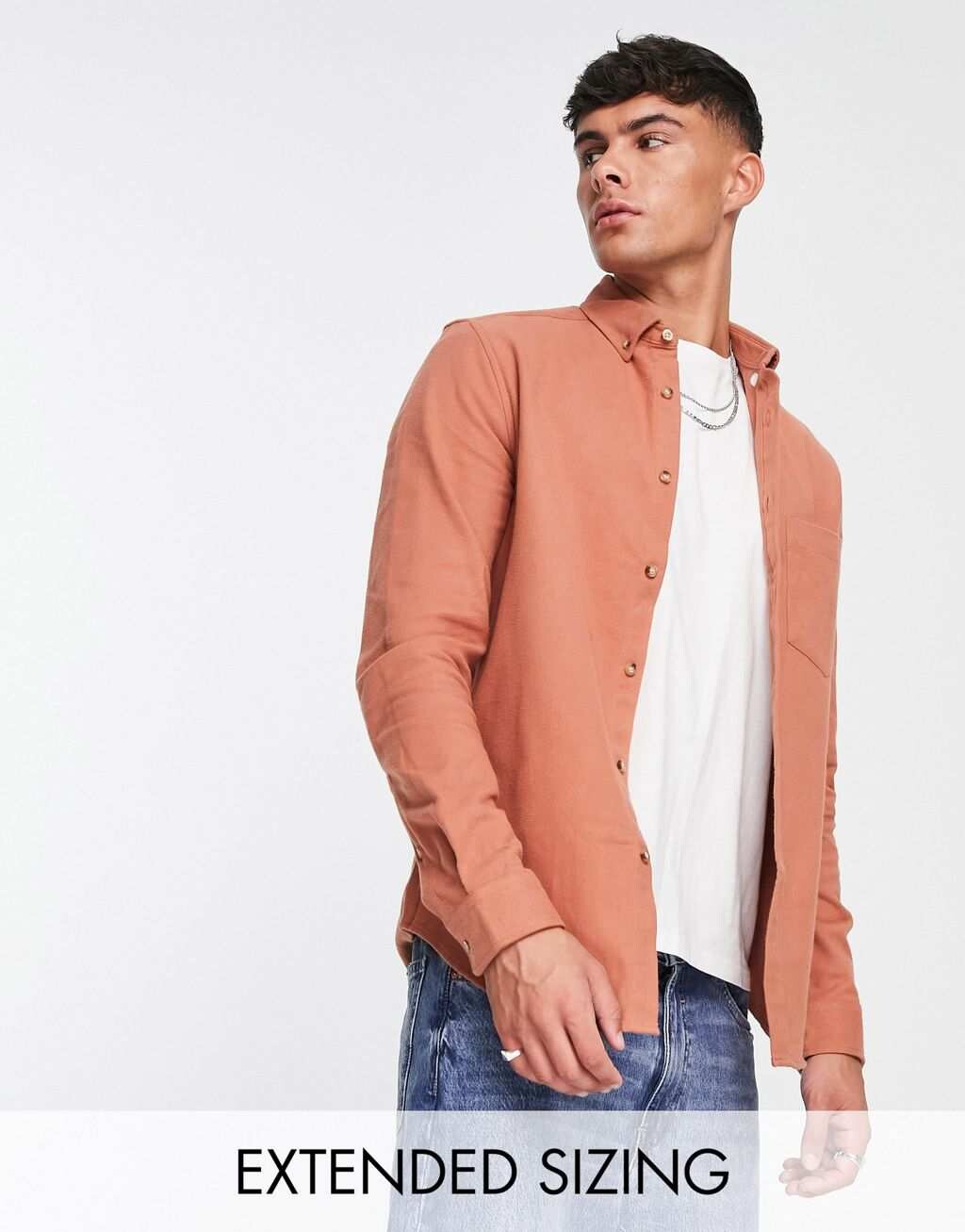 

Стертая оксфордская рубашка медно-коричневого цвета ASOS DESIGN