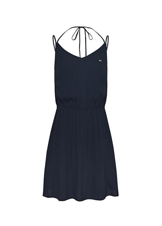 

Прямое темно-синее короткое женское платье с V-образным вырезом TJW ESSENTIAL STRAPPY DRESS Tommy Jeans, темно-синий