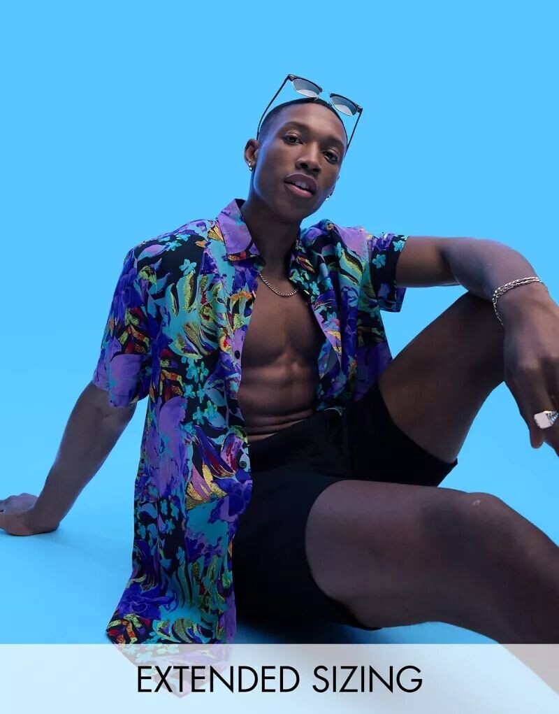 

Рубашка свободного кроя с ярким цветочным принтом ASOS