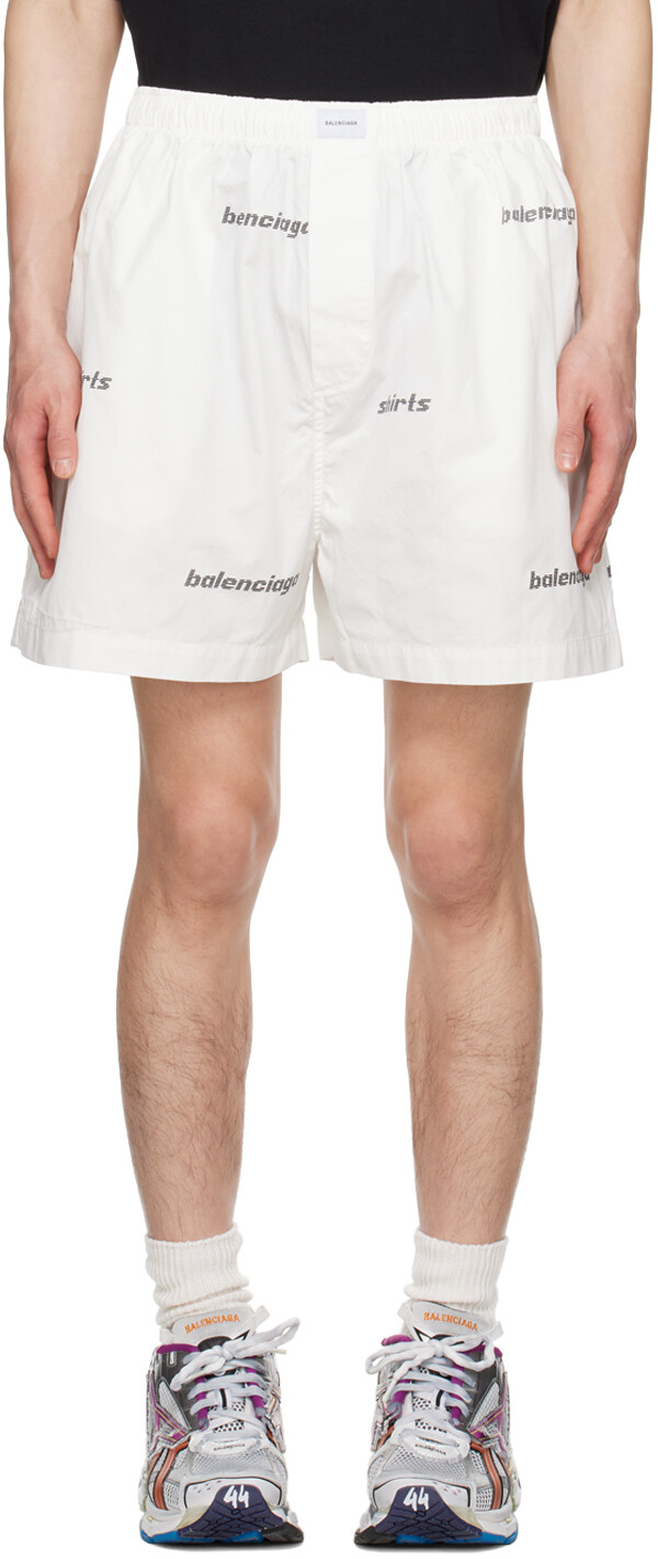 

Balenciaga Белые шорты с принтом