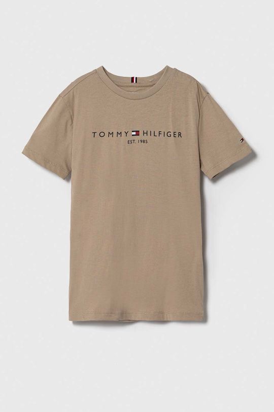 Хлопковая футболка для детей Tommy Hilfiger, бежевый