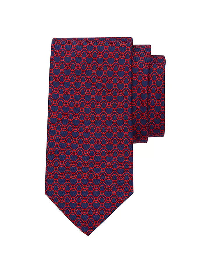 Шелковый галстук с принтом «Волны» Ferragamo, красный