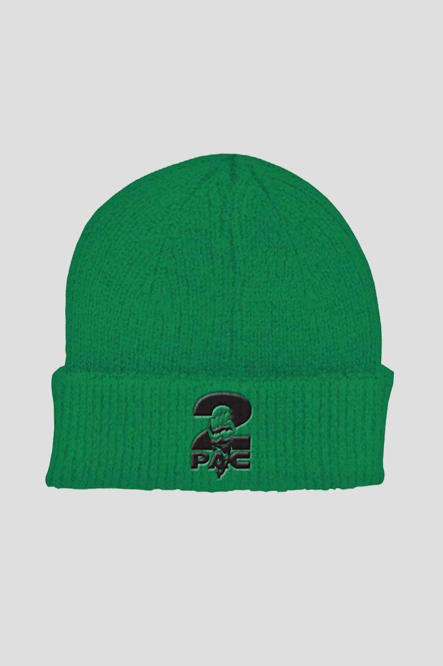 Шапка-бини с логотипом Fist Tupac, зеленый шапка бини для мужчин шапка бини с черепом теплые шапки чулки шапки бини для мужчин и женщин полосатая зимняя шапка бини с манжетами прос