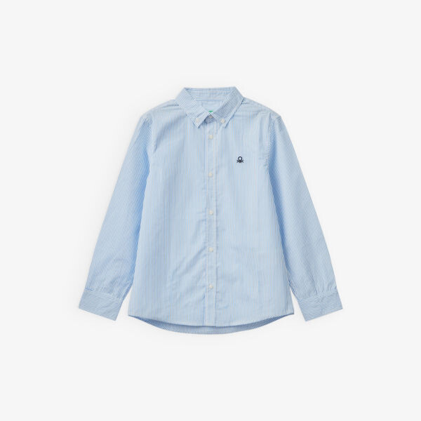 

Хлопковая рубашка с длинными рукавами 6-14 лет Benetton, синий