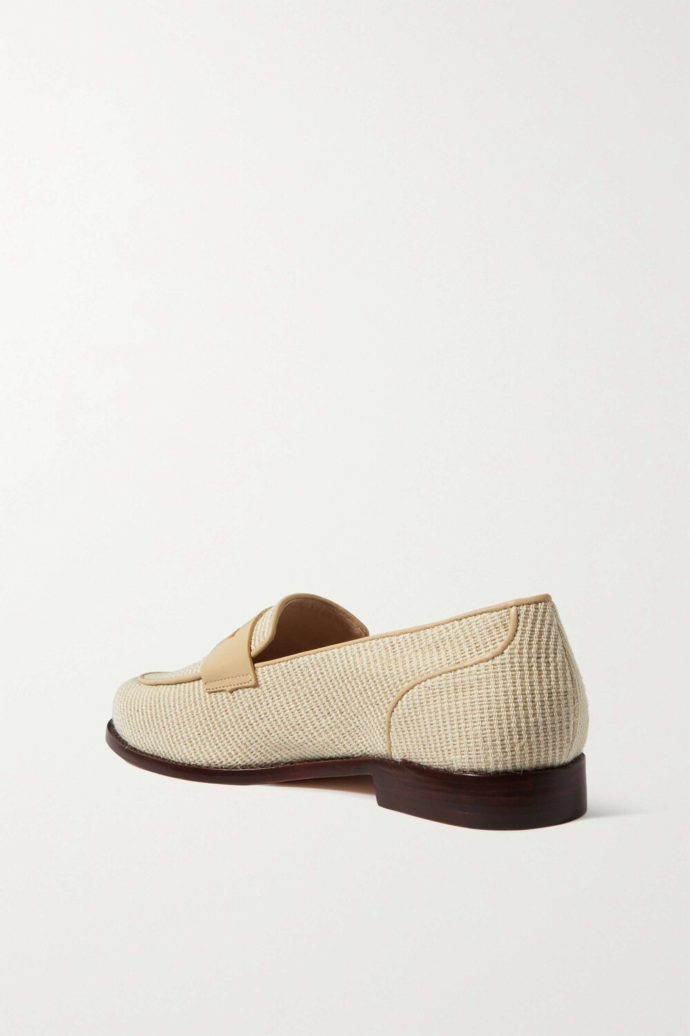 

PORTE & PAIRE Мокасины из рафии с кожаной отделкой, нейтральный