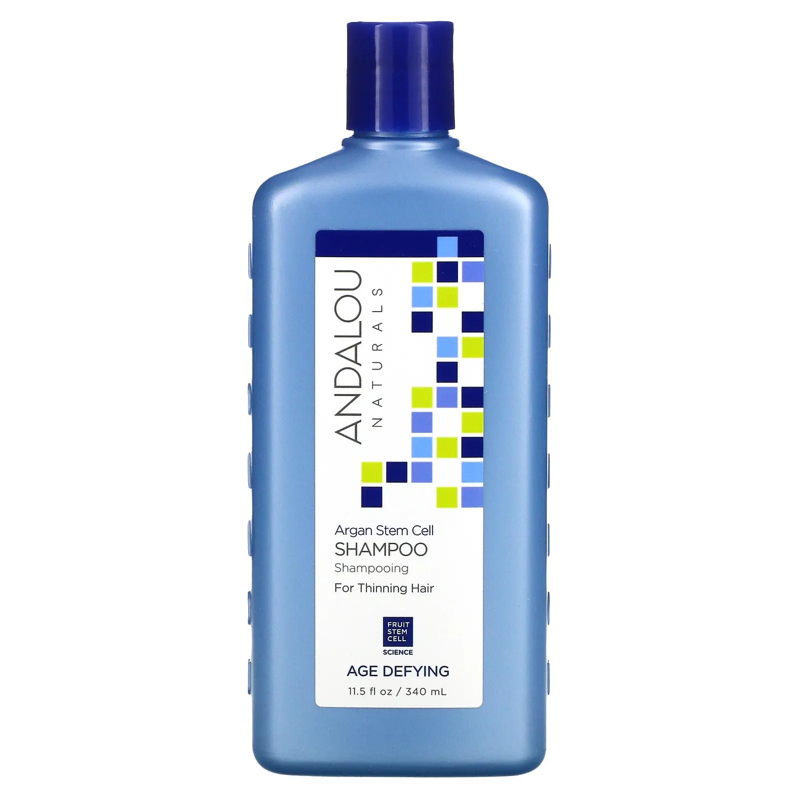 цена Andalou Naturals Shampoo Age Defying For Thinning Hair Argan Stem Cell 11.5 fl oz (340 ml)