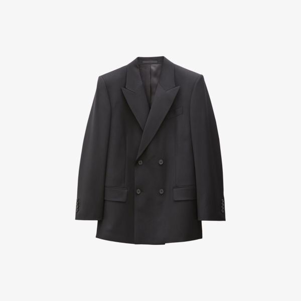 

Двубортный пиджак из эластичной шерсти с заостренными лацканами Filippa K, черный