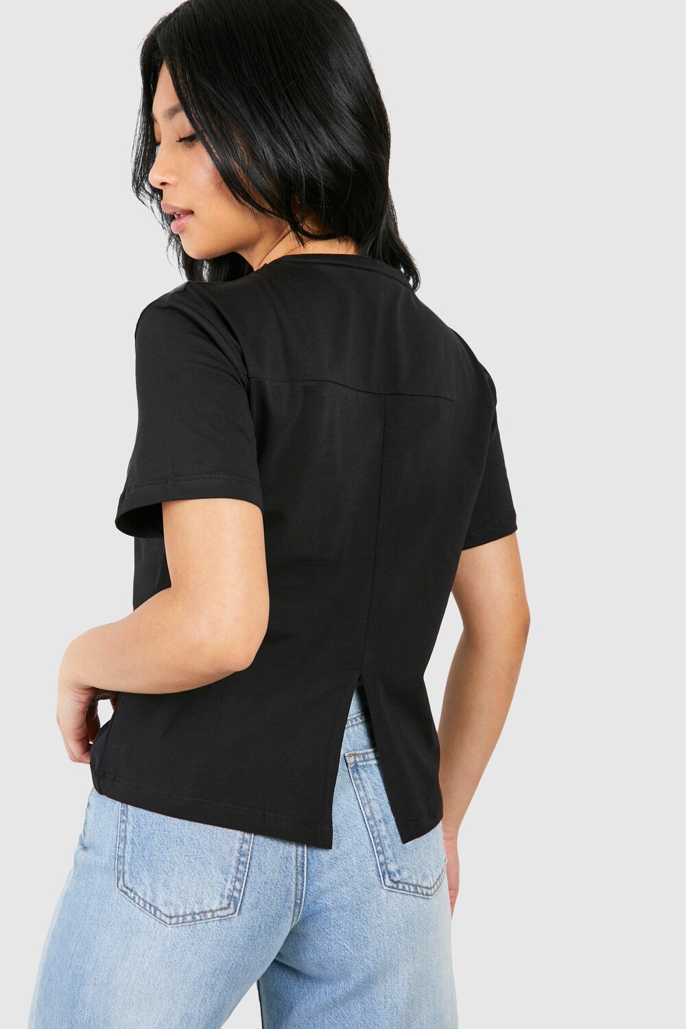 

Футболка Petite с корсетом на талии boohoo, черный