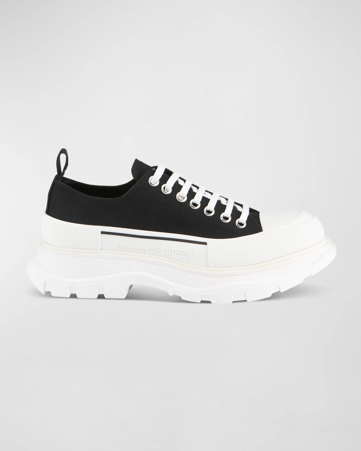 

Мужские кроссовки из двухцветной ткани с протектором Alexander McQueen, цвет Black/White