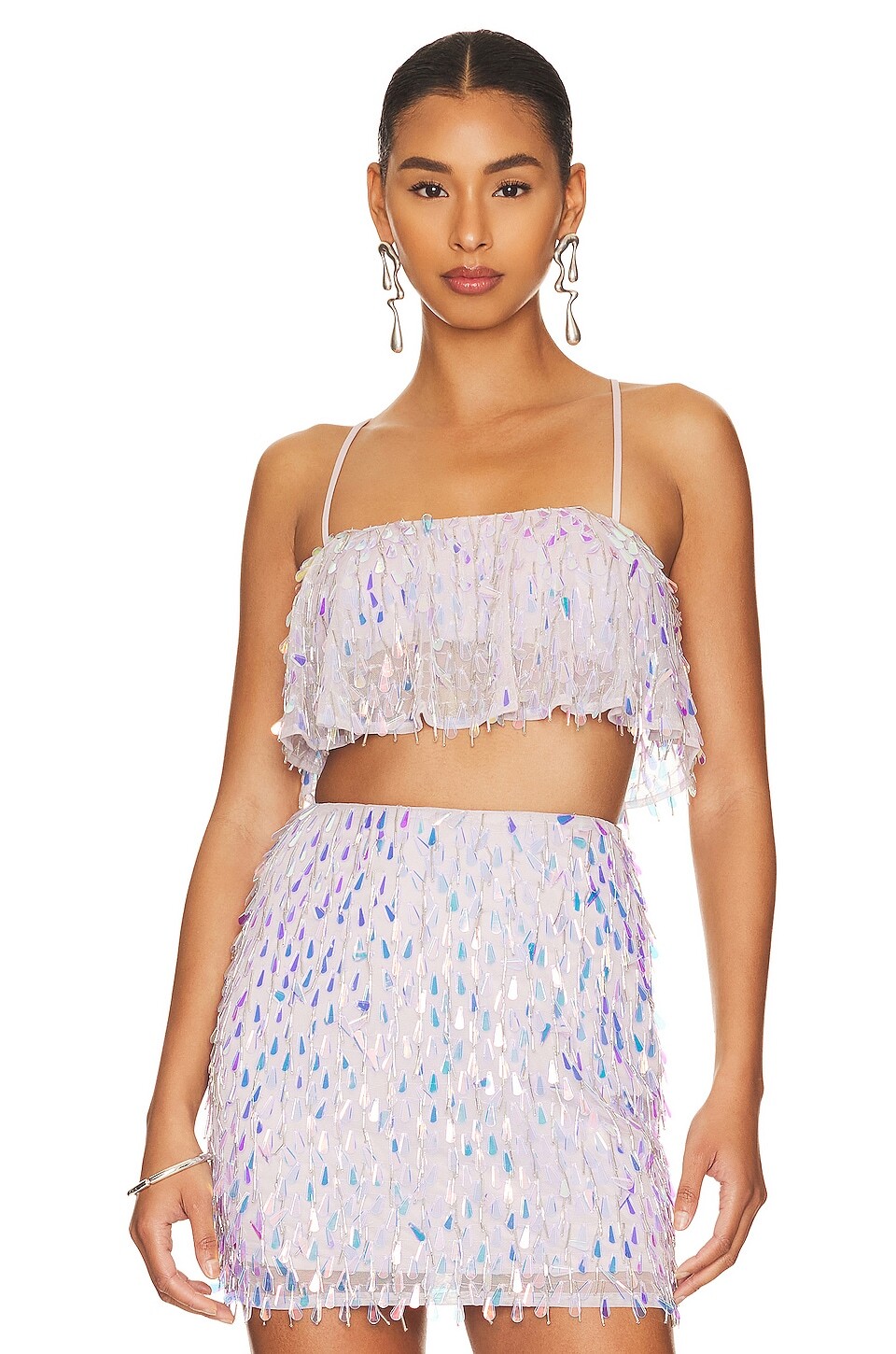 

Топ MAJORELLE Mallory Embellished Crop, серебряный