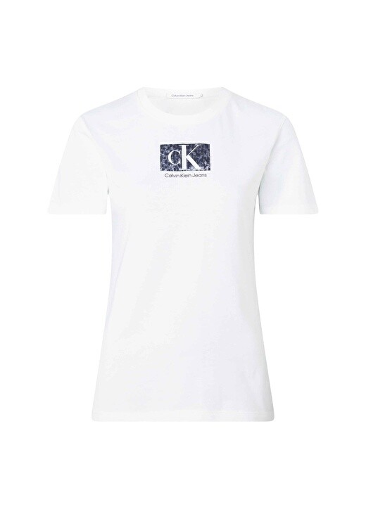 

Белая женская футболка с круглым вырезом с принтом Calvin Klein Jeans, Белый
