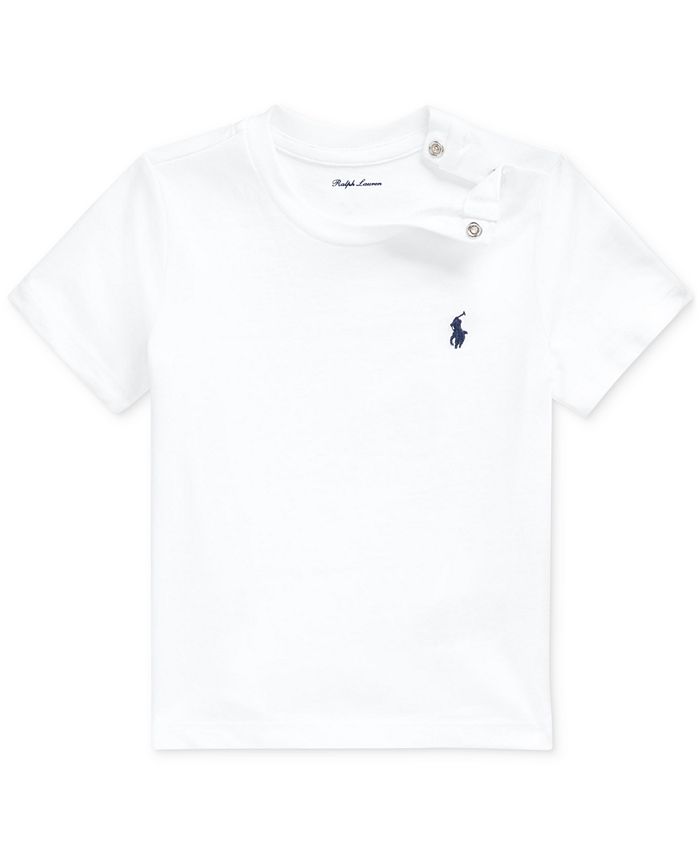 Хлопковая футболка с вышивкой пони для маленьких мальчиков с круглым вырезом Polo Ralph Lauren, белый