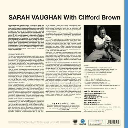 Виниловая пластинка Sarah Vaughan - With Clifford Brown виниловая пластинка sarah vaughan