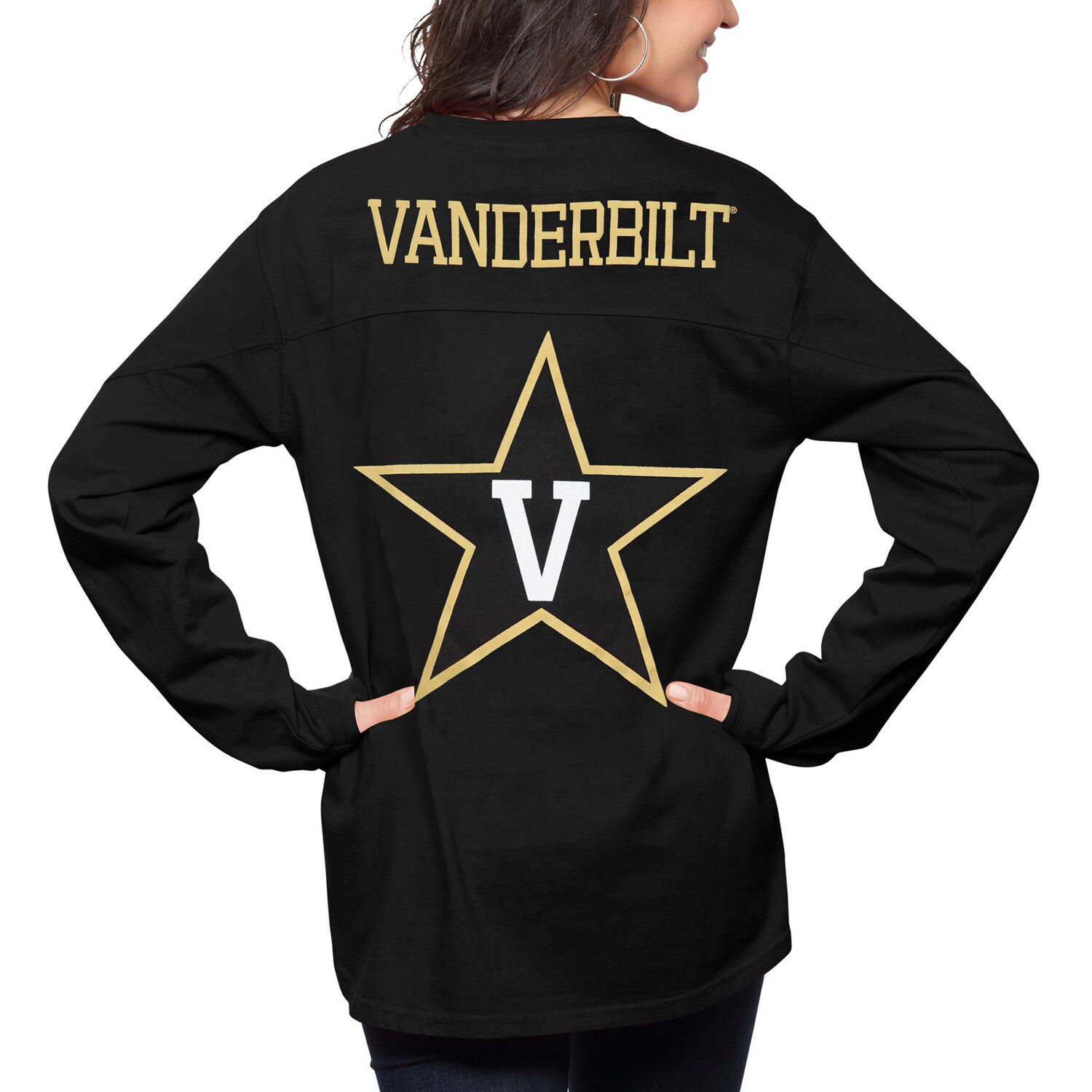 

Женская черная футболка для прессы с длинным рукавом Vanderbilt Commodores The Big Shirt, Черный