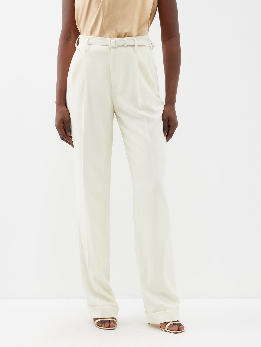

Брюки stamford из шерстяного крепа со складками Ralph Lauren, белый