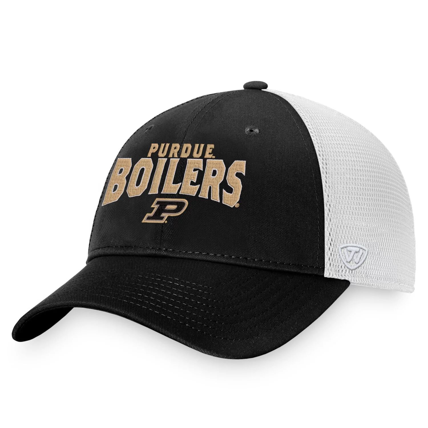 

Мужская регулируемая шляпа Majestic Black Purdue Boilermakers Breakout Trucker