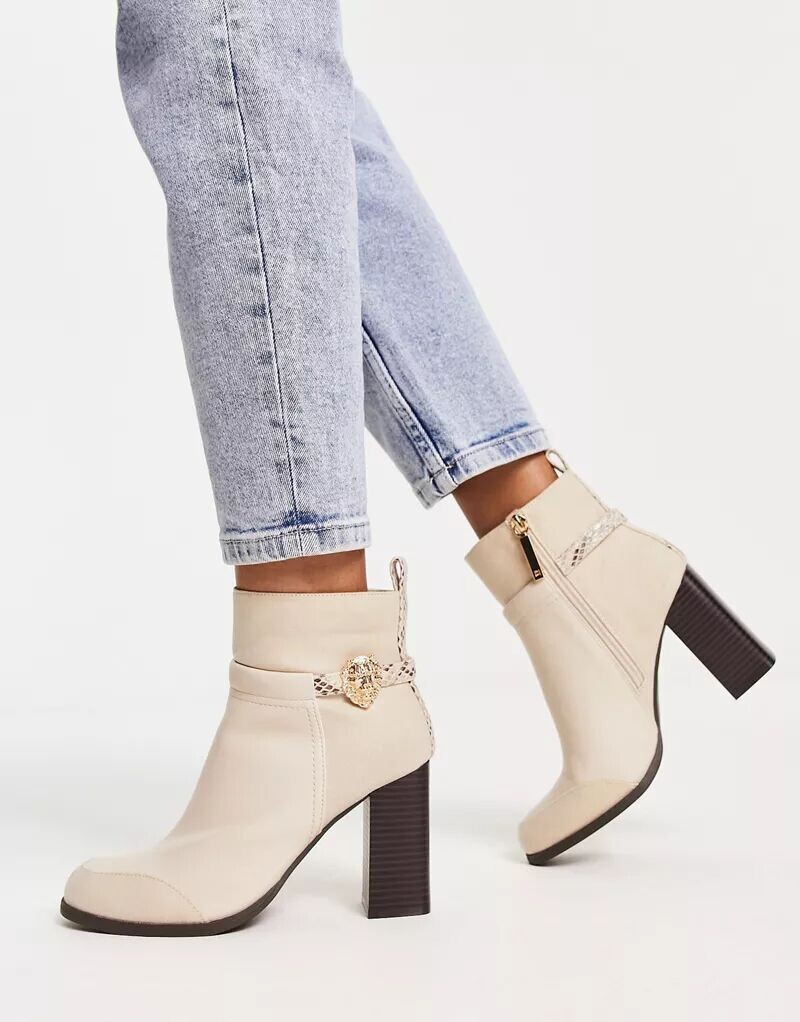 

Кремовые ботильоны River Island с металлической отделкой