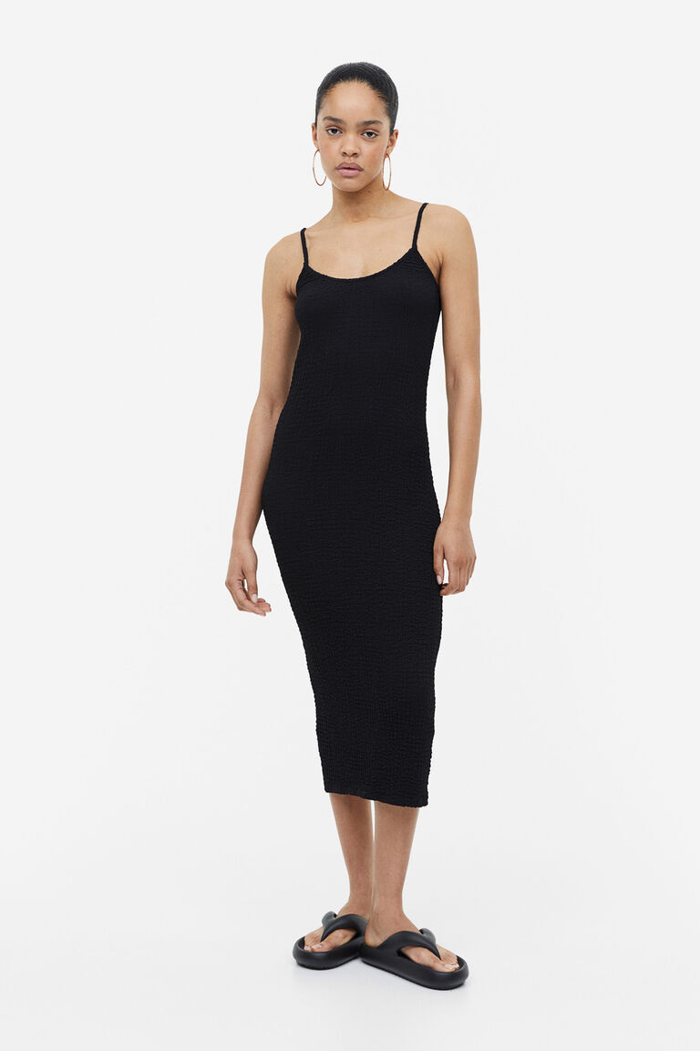 Платье из жатого джерси H&M, черный