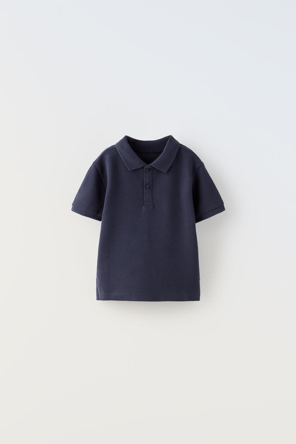 Базовая футболка поло ZARA, темно-синий чувство дизайна нишу рубашка женская 2021 лето новый японский средней длины поло с короткими рукавами рубашка с воротником топ