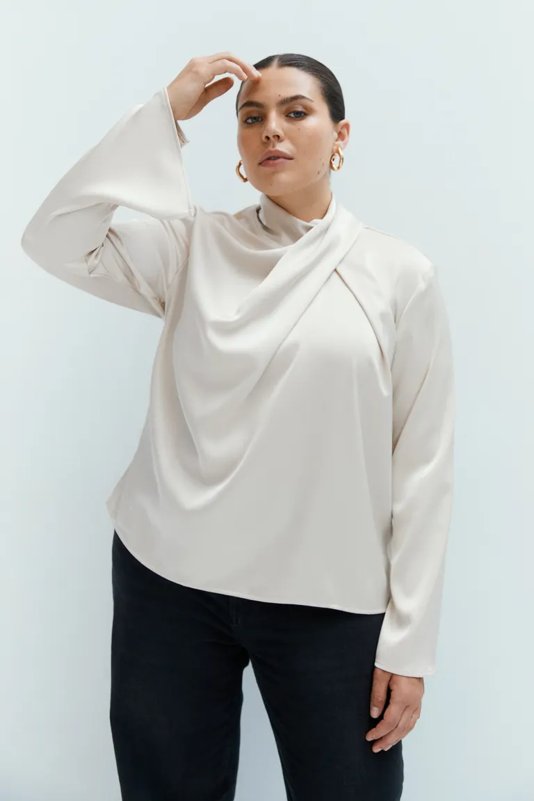 

Драпированная блузка H&M, бежевый