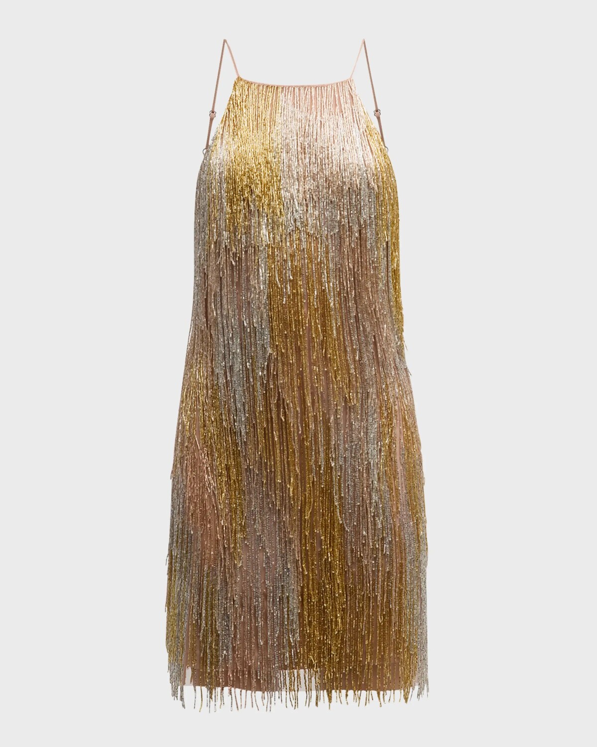 

Мини-платье с бахромой из бисера на шее Liv Foster, цвет Metallic Multi