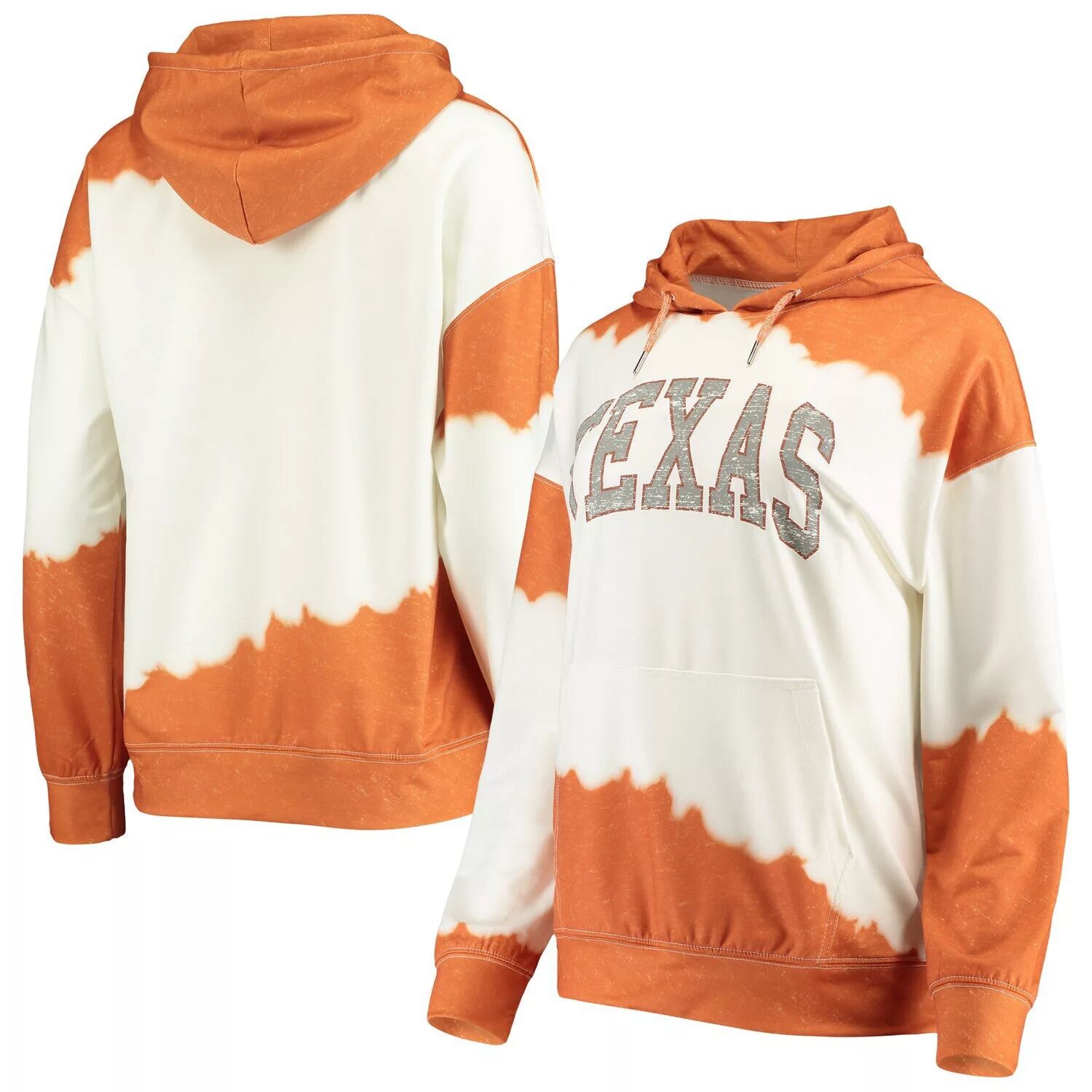 

Женский пуловер с капюшоном Gameday Couture белого/техасского оранжевого цвета Texas Longhorns For the Fun, окрашенный двойным погружением