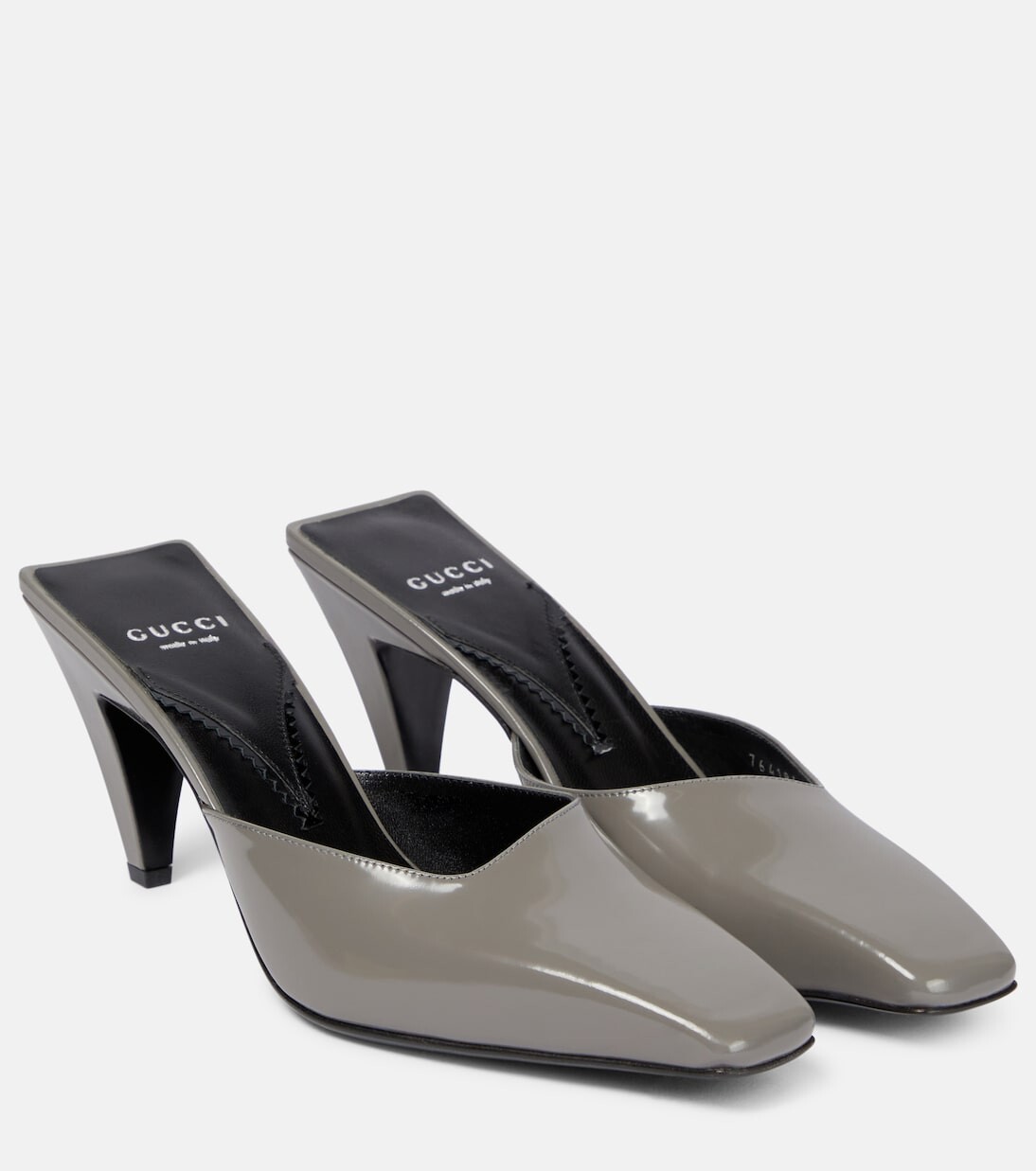 

Мюли из лакированной кожи Gucci, серый