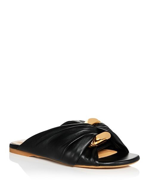 

Женские черные шлепанцы с закрученным ремешком JW Anderson, цвет Black