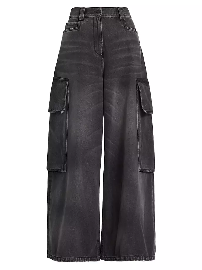 

Джинсы-карго с высокой посадкой и парашютом Palm Angels, цвет black brown