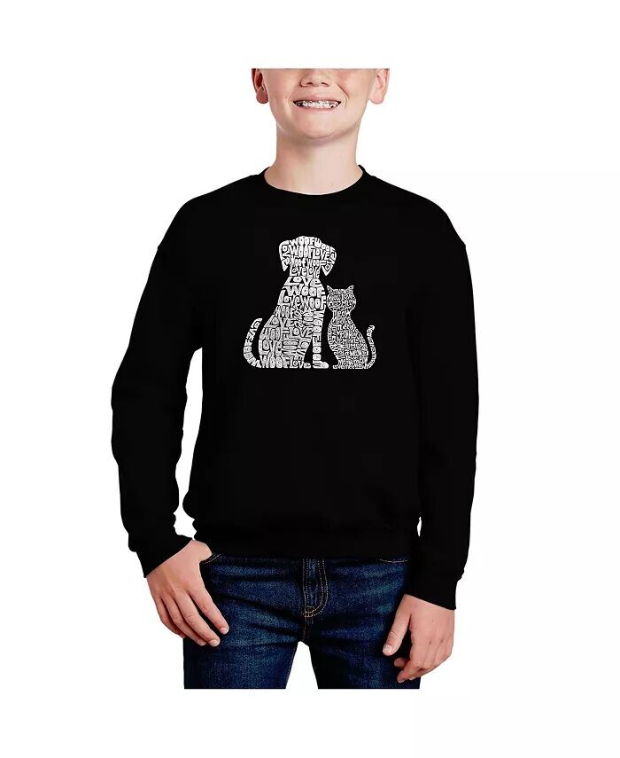 

Собаки и кошки — толстовка с круглым вырезом Big Boy's Word Art La Pop Art, черный