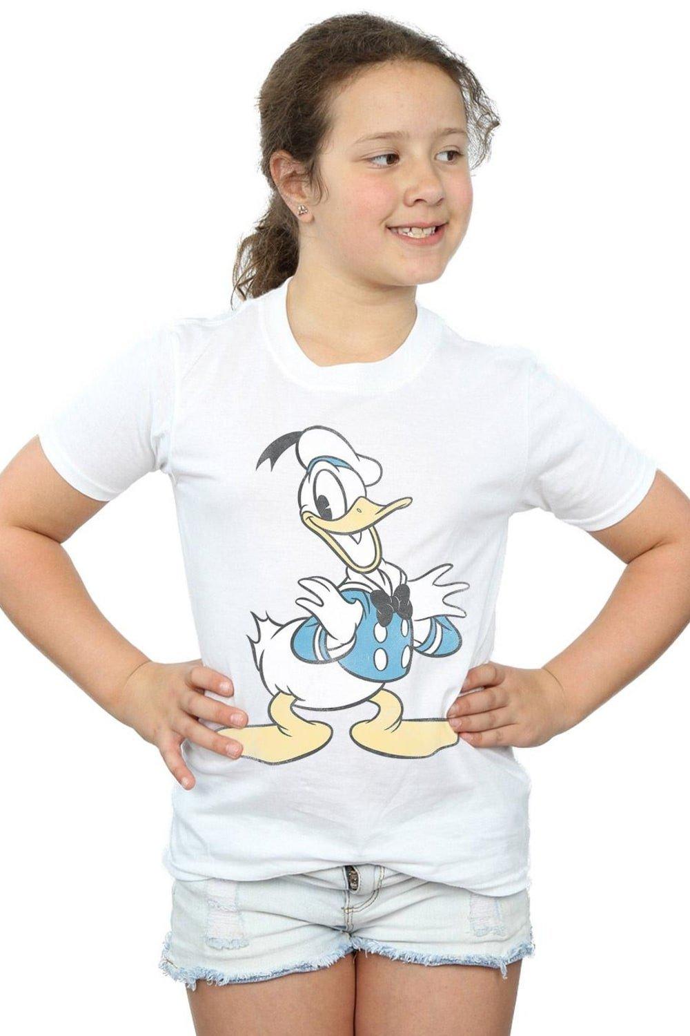 Хлопковая футболка с изображением Дональда Дака Disney, белый картина из страз с изображением дональда дака диснея вышивка картина с животными украшение для дома рождественские подарки для детей