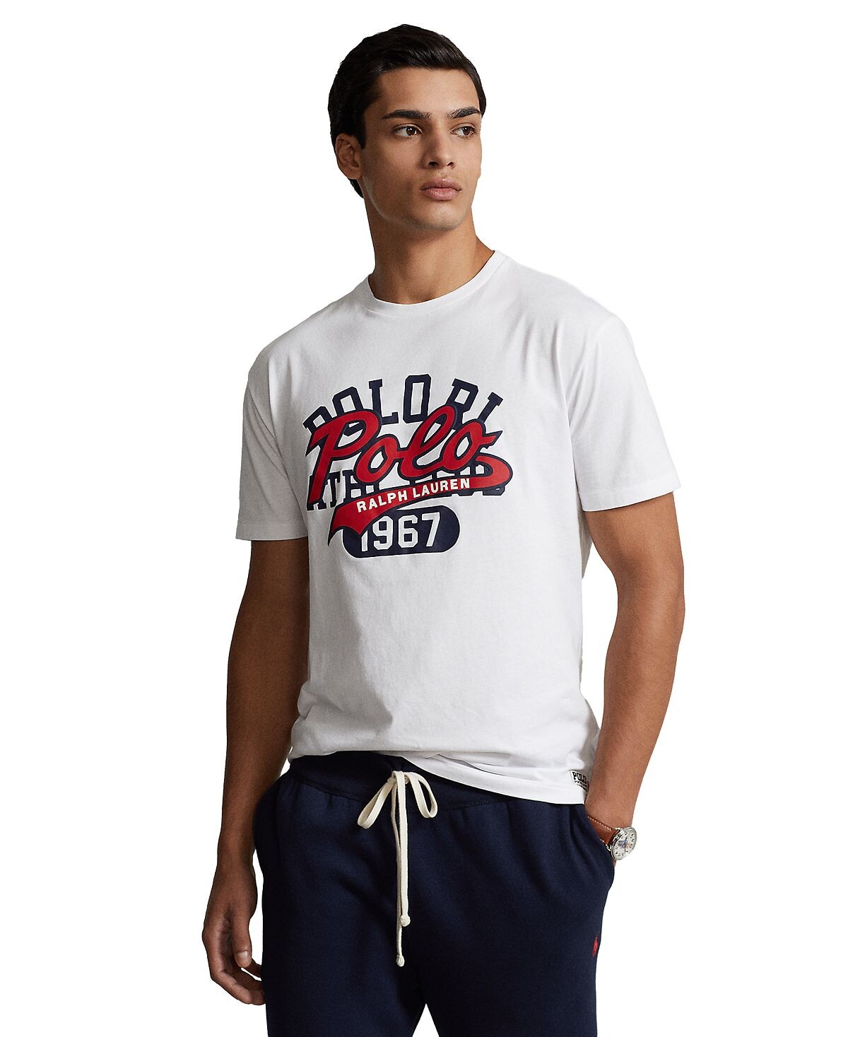 

Мужская трикотажная футболка классического кроя со сложенным логотипом Polo Ralph Lauren