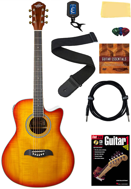 

Акустическая гитара Oscar Schmidt OA10CE Mini Auditorium Acoustic-Electric Guitar - Spalted Maple w/ Cable