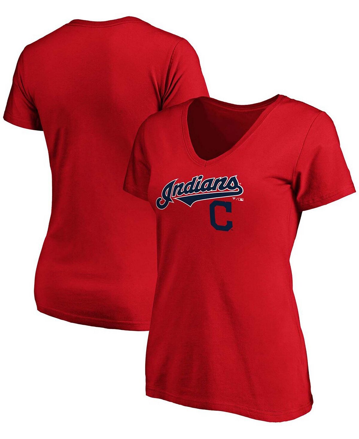 

Красная женская футболка с v-образным вырезом и логотипом команды Cleveland Indians Team Fanatics, красный