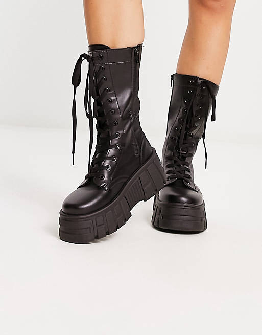 

Черные массивные высокие ботинки на шнуровке ASOS DESIGN Wide Fit Athens 3