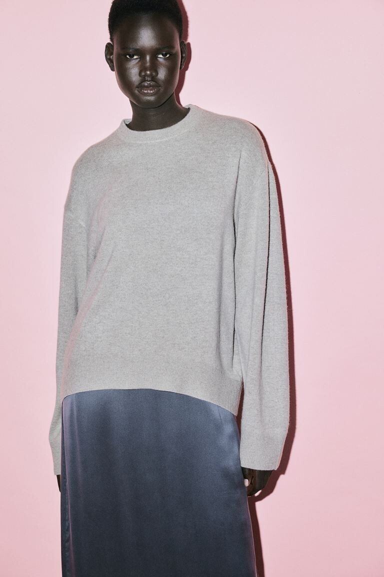 

Кашемировый свитер оверсайз H&M, серый