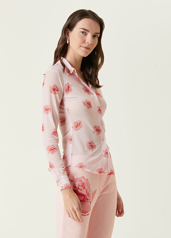 

Рубашка с узором розы Kenzo, розовый