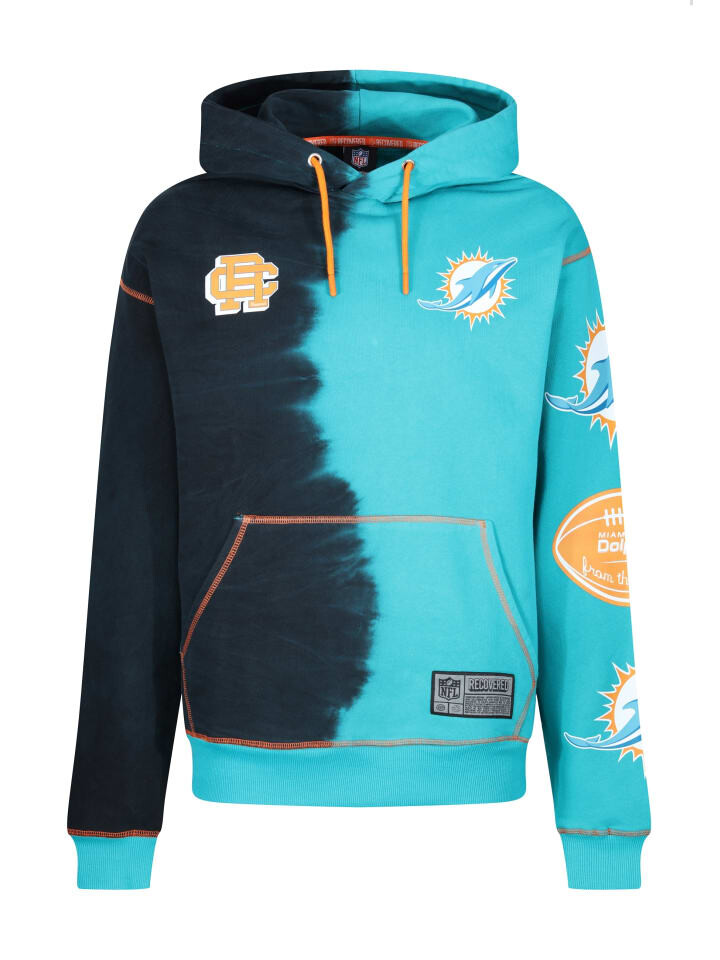 

Худи Recovered NFL Dolphins Ink Dye Effect On, синий