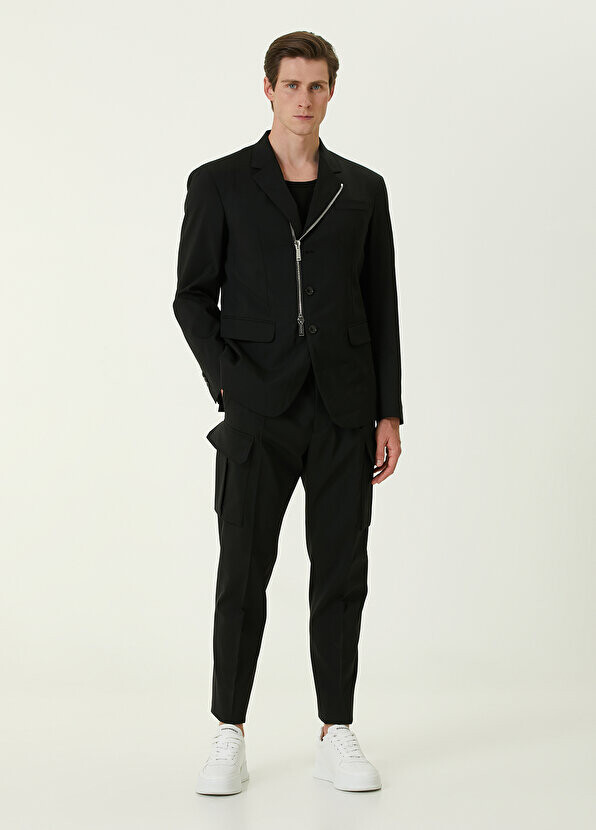 

Черные шерстяные брюки-авиаторы с одной складкой Dsquared2, Черный