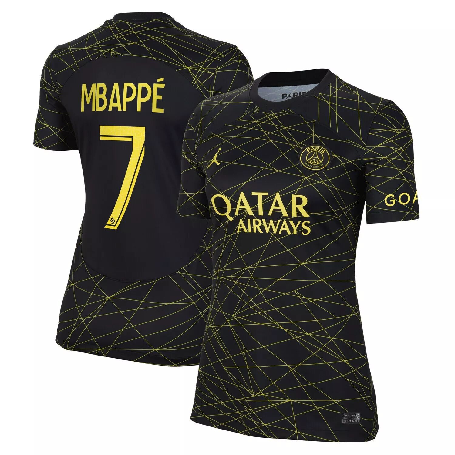 

Женская футболка Jordan Brand Kylian Mbappé Black Paris Saint-Germain 2022/23 Fourth Breathe Stadium Replica Player Джерси Nike
