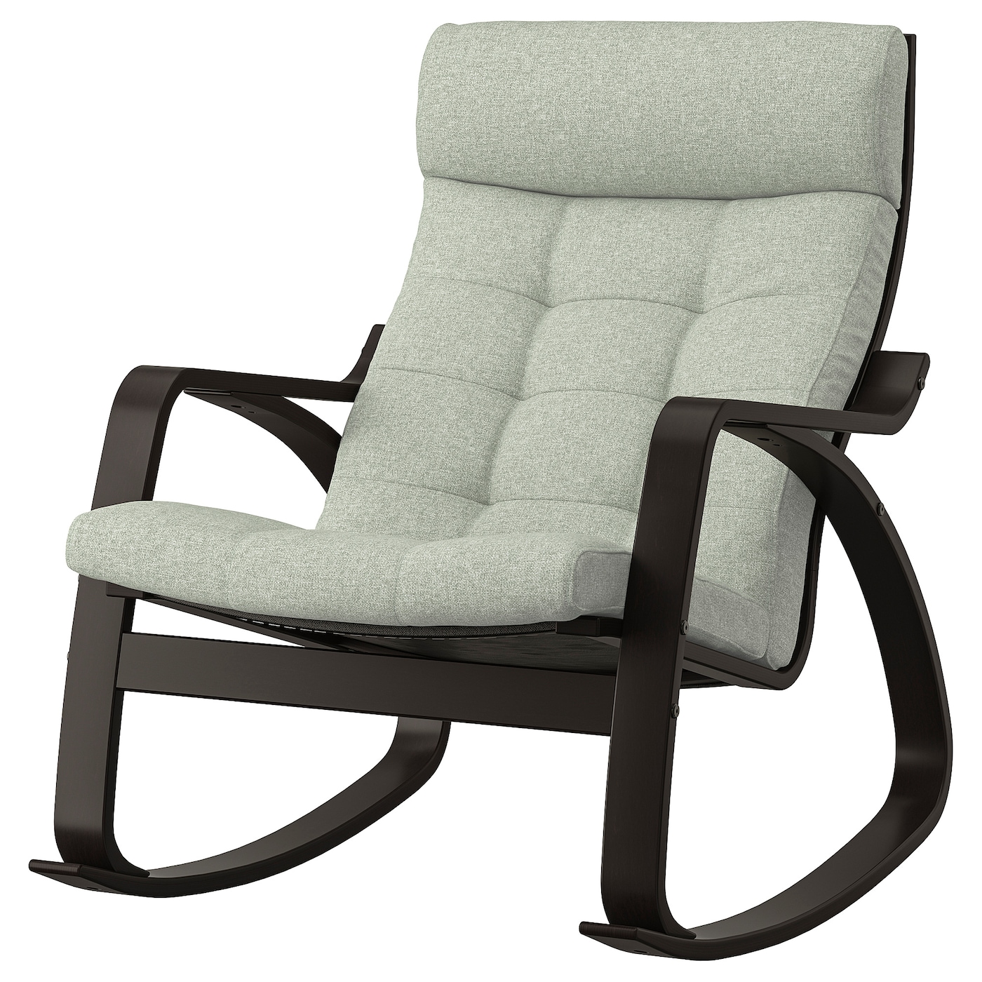 ПОЭНГ Кресло-качалка, черно-коричневый/Гуннаред светло-зеленый POÄNG IKEA кресло качалка модель 3 580х870х1040мм венге коричневый