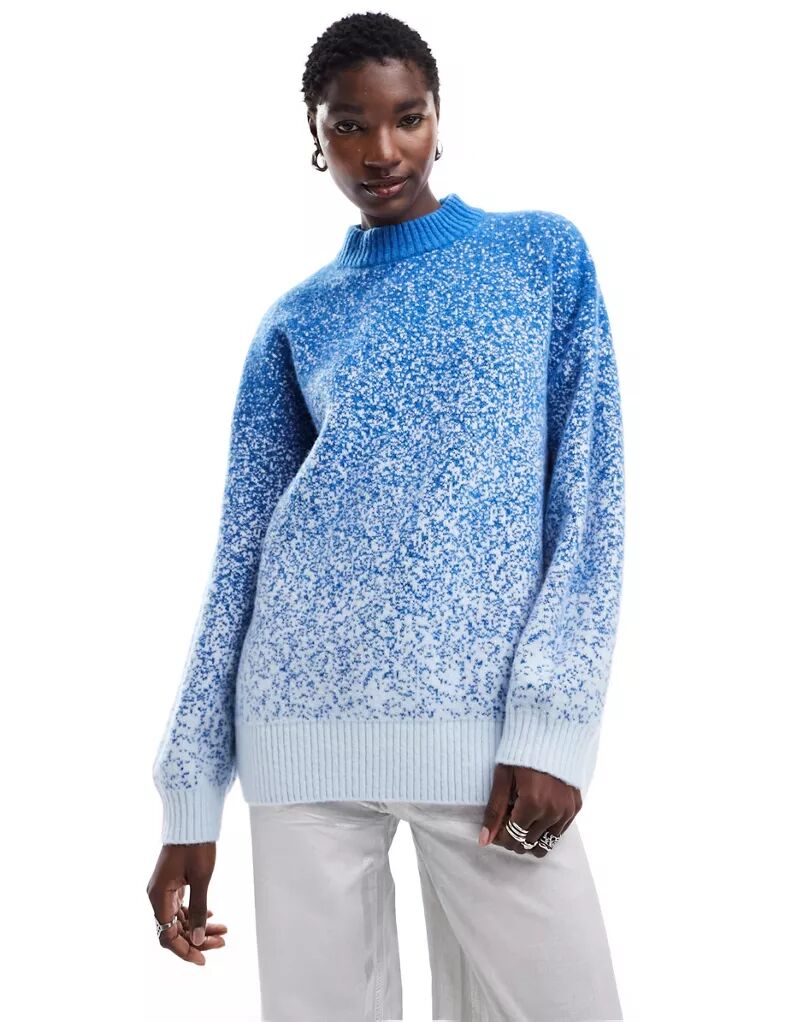 Синий вязаный свитер оверсайз Monki с узором выцветания