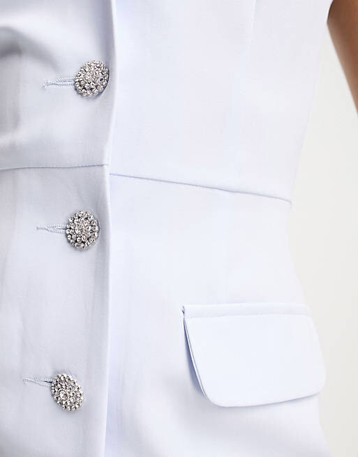 

Голубое платье-блейзер без рукавов Miss Selfridge, Синий