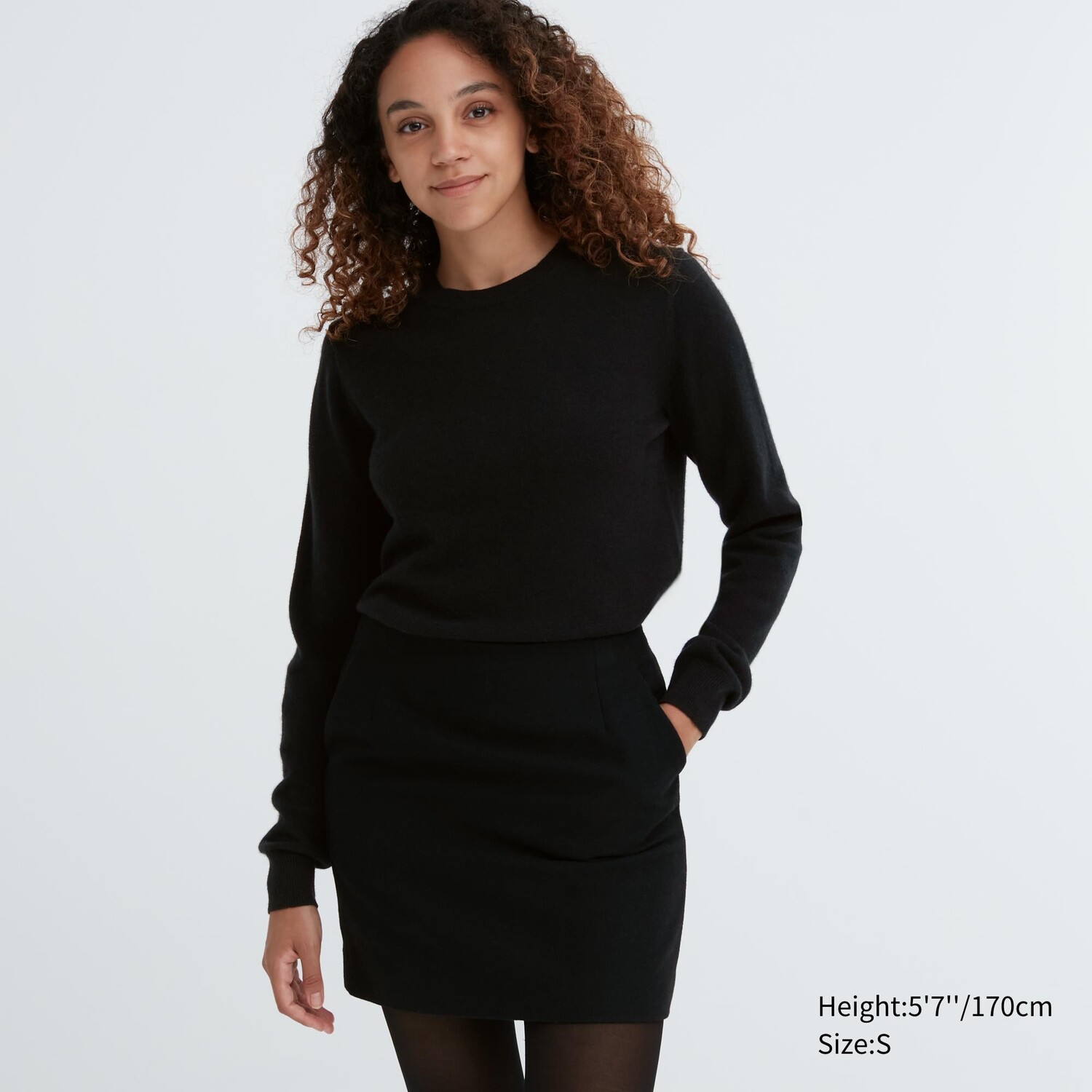 

Свитер Uniqlo женский из кашемира с круглым вырезом, черный
