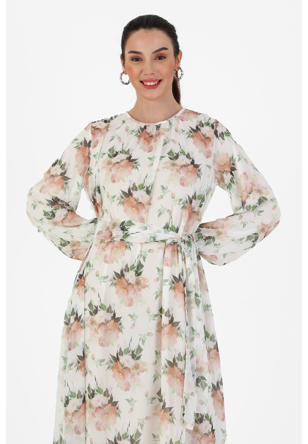 

Платье макси FLORAL TAVIN Modanisa, белый