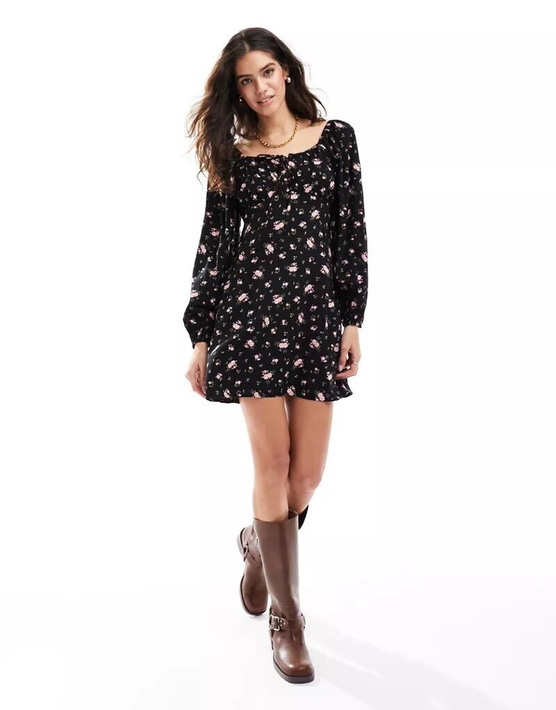 

Чайное платье мини с завязками спереди Miss Selfridge