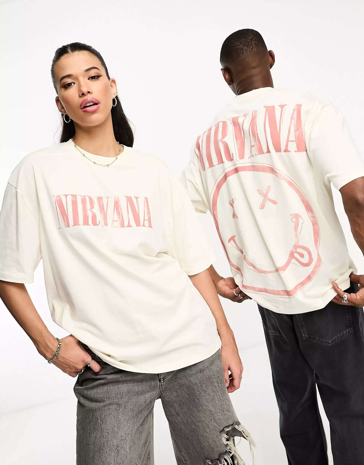 

Белая оверсайз-футболка унисекс с лицензией и графикой Nirvana ASOS, Белый